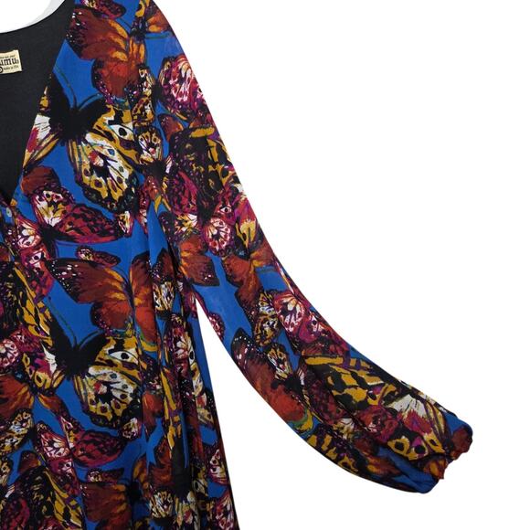 Show Me Your Mumu Womans SZ M Butterfly Sheer Long Sleeve Mini Dress Festival - Picture 3 of 7